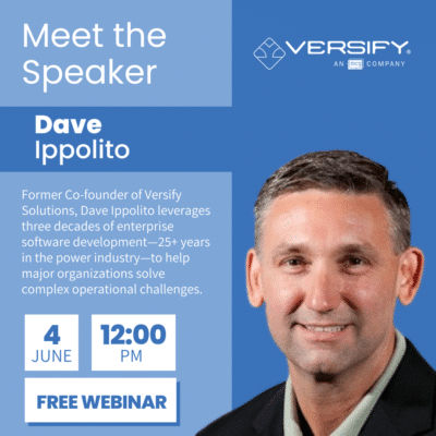 Promotional graphic for Versify OpLog webinar ‘The Real Cost of Outdated Operator Logging’ featuring speaker Dave Ippolito, event on June 4 at 12:00 PM, labeled ‘Free Webinar.'