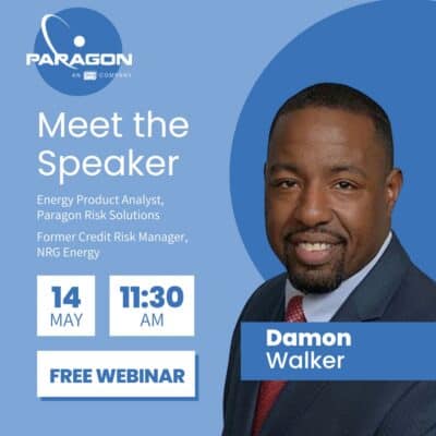 Paragon Risk Solutions webinar promotional graphic featuring speaker headshot, event date May 14 at 11:30 AM, and “Free Webinar” callout